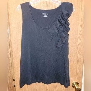 💓 3/$10 Merona Size Large Black Tank Top With Ruffle Detail